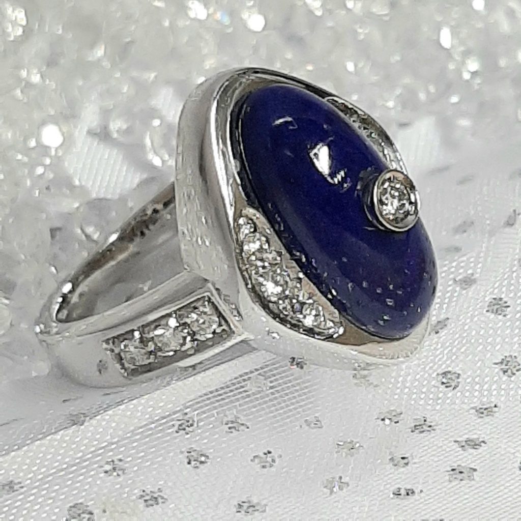 Eyesky Lapis Oro Bianco 18 kt e Diam Naturali GR 11,6 - immagine 2